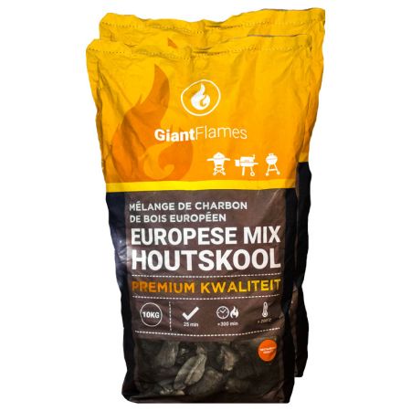 Halve pallet Giant Flames Europese mix houtskool 20 zakken x 10kg (200kg)