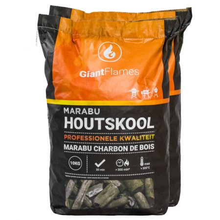 Halve pallet Giant Flames Marabu houtskool 20 x 10kg (200kg)